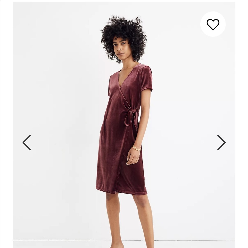 Madewell XXS Burgundy Velvet Side Tie Dress